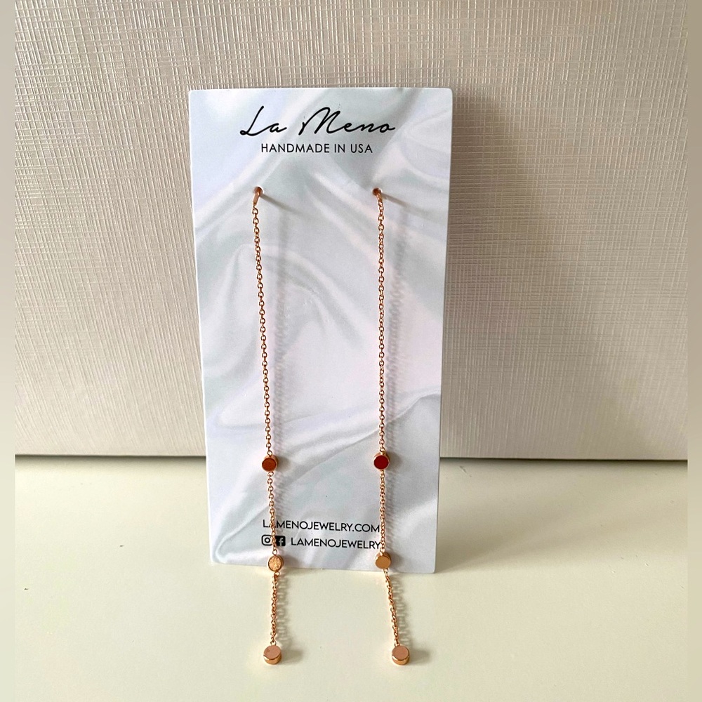 La Meno Treasure Thread Earings - Rose Gold